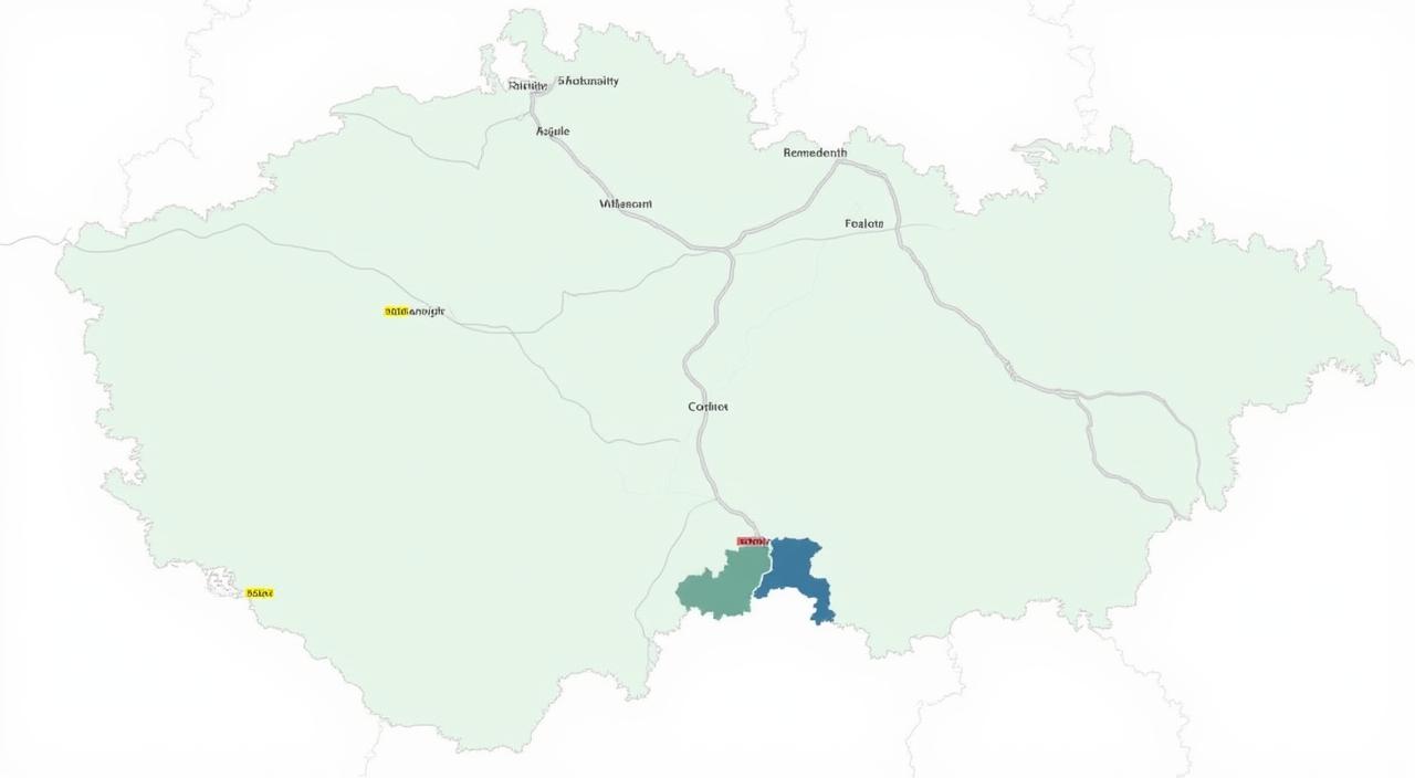 Mapa České republiky se zvýrazněnými dálnicemi. Zobrazuje zpoplatněné úseky.